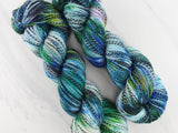 MONET'S WATER LILIES Hand-Dyed Yarn on Stained Glass Sock - Purple Lamb