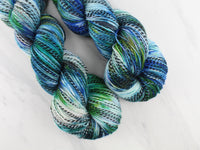MONET'S WATER LILIES Hand-Dyed Yarn on Stained Glass Sock - Purple Lamb