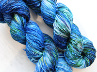 MONET'S WATER LILIES Hand-Dyed Yarn on Sparkly Merino Sock - Purple Lamb