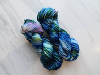 MONET'S WATER LILIES Hand-Dyed Yarn on Squiggle Sock - Purple Lamb