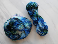 MONET'S WATER LILIES Hand-Dyed Yarn on Squiggle Sock - Purple Lamb