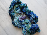 MONET'S WATER LILIES Hand-Dyed Yarn on Squiggle Sock - Purple Lamb