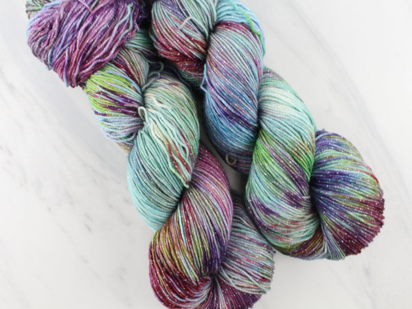 PAGLIACCI Hand-Dyed Yarn on Sparkly Merino Sock - Purple Lamb