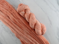 PEACH GELATO Indie-Dyed Yarn on Feather Sock