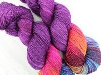 PURPLE PRISM Hand-Dyed Yarn on Sparkly Merino Sock - Purple Lamb