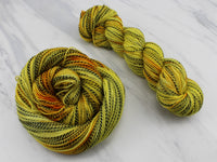 SUNFLOWER Indie-Dyed Yarn on Stained Glass Sock - in solidarity with Ukraine - Purple Lamb