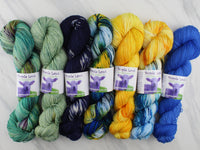 VAN GOGH'S STILL LIFE WITH TWO SUNFLOWERS Indie-Dyed Yarn on Sparkly Merino Sock - Purple Lamb