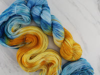 VAN GOGH'S STILL LIFE WITH TWO SUNFLOWERS Indie-Dyed Yarn on Feather Sock - Purple Lamb