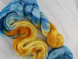VAN GOGH'S STILL LIFE WITH TWO SUNFLOWERS Indie-Dyed Yarn on Feather Sock - Purple Lamb