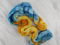 VAN GOGH'S STILL LIFE WITH TWO SUNFLOWERS Indie-Dyed Yarn on Feather Sock - Purple Lamb