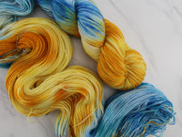 VAN GOGH'S STILL LIFE WITH TWO SUNFLOWERS Indie-Dyed Yarn on Feather Sock - Purple Lamb