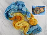 VAN GOGH'S STILL LIFE WITH TWO SUNFLOWERS Indie-Dyed Yarn on Feather Sock - Purple Lamb