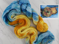 VAN GOGH'S STILL LIFE WITH TWO SUNFLOWERS Indie-Dyed Yarn on Feather Sock - Purple Lamb