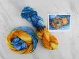 VAN GOGH'S STILL LIFE WITH TWO SUNFLOWERS Hand-Dyed Yarn on Squoosh DK - Purple Lamb