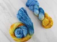 VAN GOGH'S STILL LIFE WITH TWO SUNFLOWERS Indie-Dyed Yarn on Sparkly Merino Sock - Purple Lamb