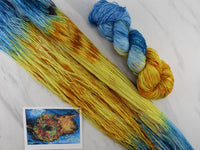 VAN GOGH'S STILL LIFE WITH TWO SUNFLOWERS Indie-Dyed Yarn on Sparkly Merino Sock - Purple Lamb