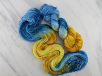 VAN GOGH'S STILL LIFE WITH TWO SUNFLOWERS Indie-Dyed Yarn on Sparkly Merino Sock - Purple Lamb