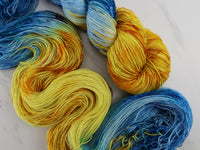 VAN GOGH'S STILL LIFE WITH TWO SUNFLOWERS Indie-Dyed Yarn on Sparkly Merino Sock - Purple Lamb