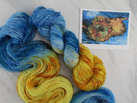 VAN GOGH'S STILL LIFE WITH TWO SUNFLOWERS Indie-Dyed Yarn on Sparkly Merino Sock - Purple Lamb