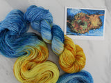 VAN GOGH'S STILL LIFE WITH TWO SUNFLOWERS Indie-Dyed Yarn on Sparkly Merino Sock - Purple Lamb