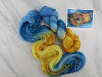 VAN GOGH'S STILL LIFE WITH TWO SUNFLOWERS Indie-Dyed Yarn on Sparkly Merino Sock - Purple Lamb