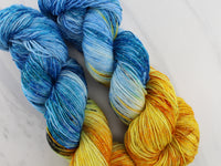 VAN GOGH'S STILL LIFE WITH TWO SUNFLOWERS Indie-Dyed Yarn on Sparkly Merino Sock - Purple Lamb