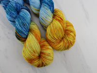 VAN GOGH'S STILL LIFE WITH TWO SUNFLOWERS Indie-Dyed Yarn on Sparkly Merino Sock - Purple Lamb
