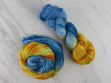 VAN GOGH'S STILL LIFE WITH TWO SUNFLOWERS Indie-Dyed Yarn on Sparkly Merino Sock - Purple Lamb