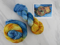 VAN GOGH'S STILL LIFE WITH TWO SUNFLOWERS Indie-Dyed Yarn on Sparkly Merino Sock - Purple Lamb
