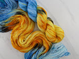 VAN GOGH'S STILL LIFE WITH TWO SUNFLOWERS on Sock Perfection - Purple Lamb
