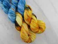 VAN GOGH'S STILL LIFE WITH TWO SUNFLOWERS on Sock Perfection - Purple Lamb