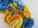 VAN GOGH'S STILL LIFE WITH TWO SUNFLOWERS Hand-Dyed Yarn on Wonderful Worsted - Purple Lamb
