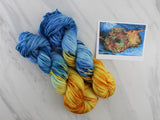 VAN GOGH'S STILL LIFE WITH TWO SUNFLOWERS Hand-Dyed Yarn on Wonderful Worsted - Purple Lamb